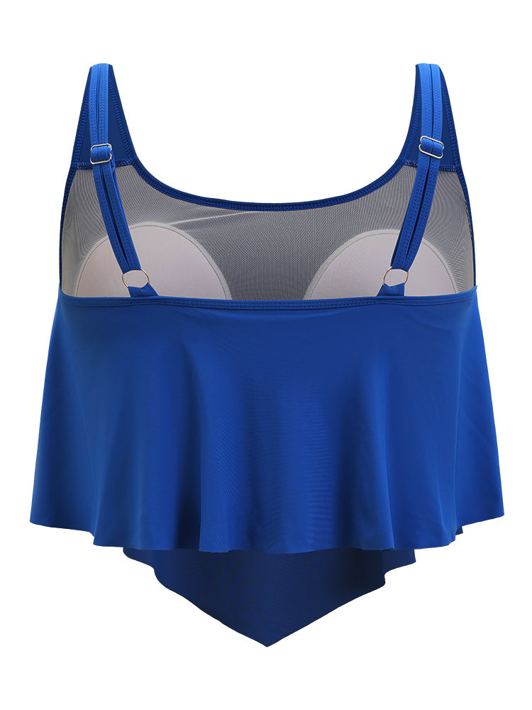 Asymmetrical Hem Adjustable Straps Tankini Top