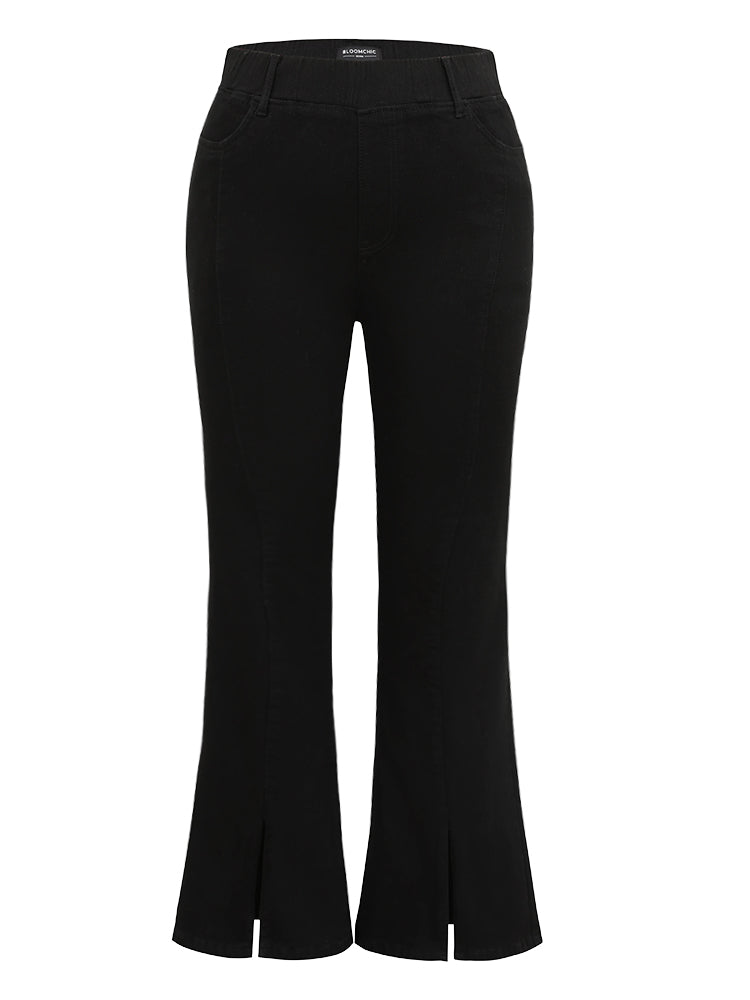 Solid Split Front Flare Leg Very Stretchy Jeans