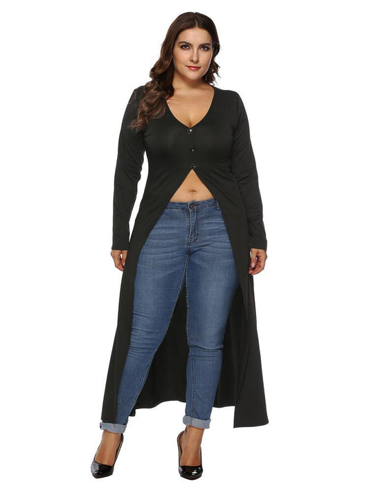 Split V-neck Button Up Maxi Dress