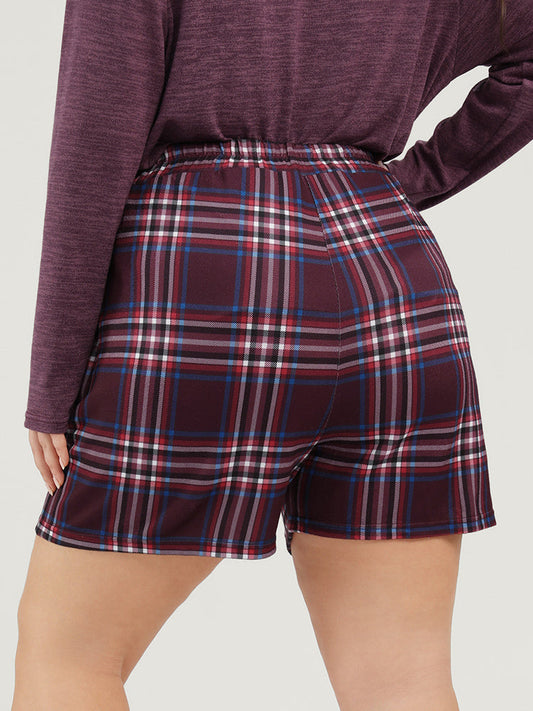 Tartan Elastic Waist Pocket Sleep Shorts