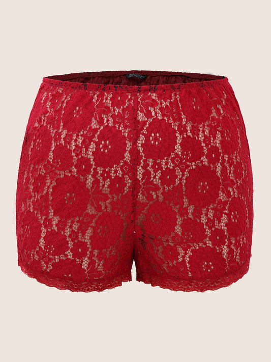 Lace Panel Cut Out Elastic Waist Sleep Bottoms