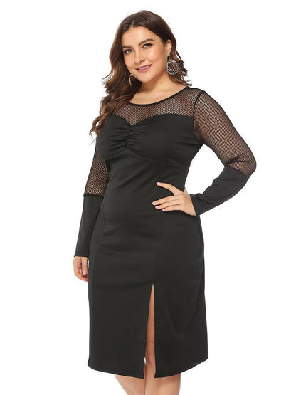 Sexy Mesh Patchwork Spit Dress