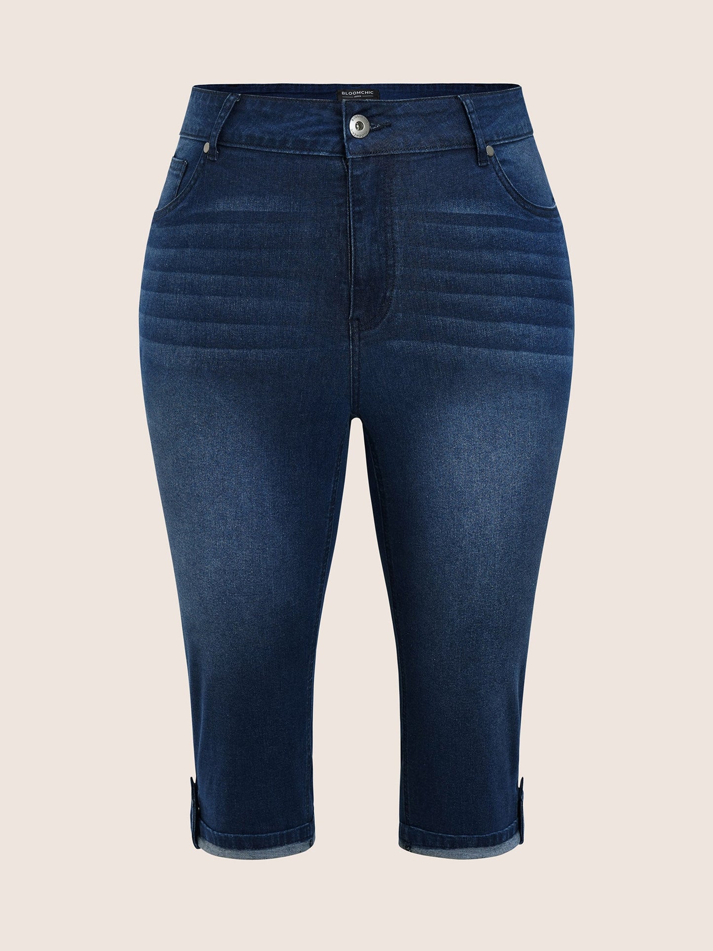 Plain Roll Hem Skinny Cropped Jeans