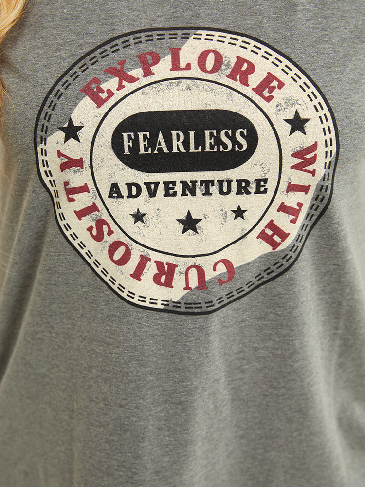 Graphic Print Contrast Raglan Sleeve T-shirt