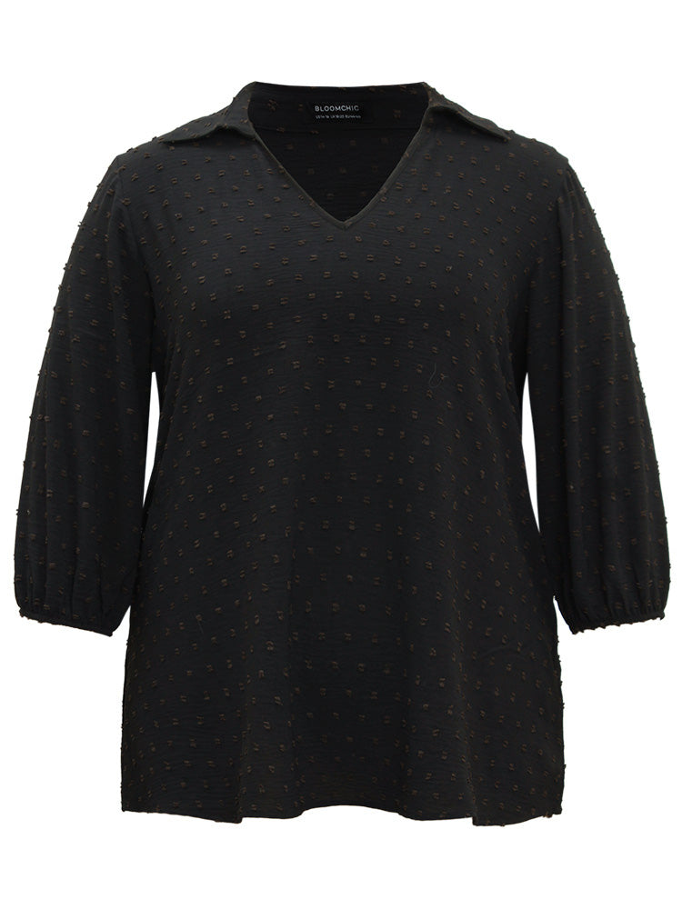 Plisse Polka Dot Elastic Cuffs Blouse