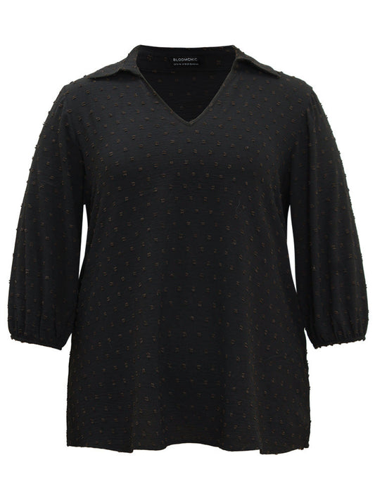 Plisse Polka Dot Elastic Cuffs Blouse