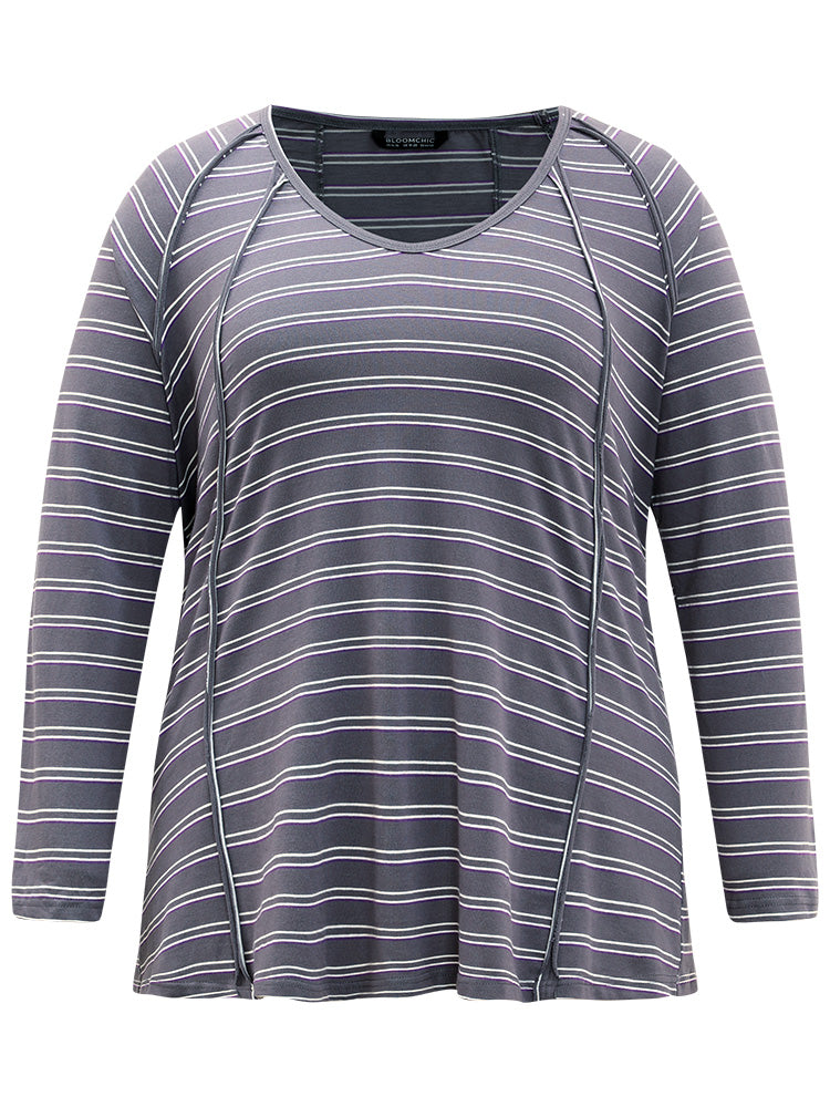 Striped Patchwork Raglan Sleeve T-shirt