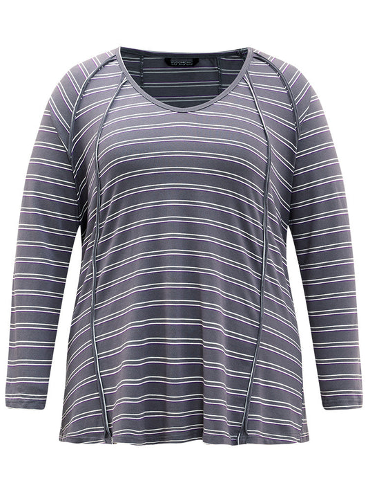 Striped Patchwork Raglan Sleeve T-shirt