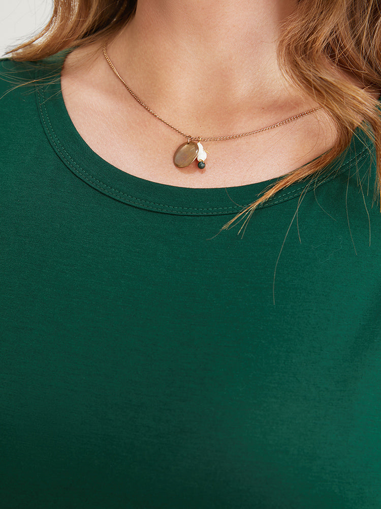 Striped Contrast Pocket Patchwork Ruffle Hem Midi Dress