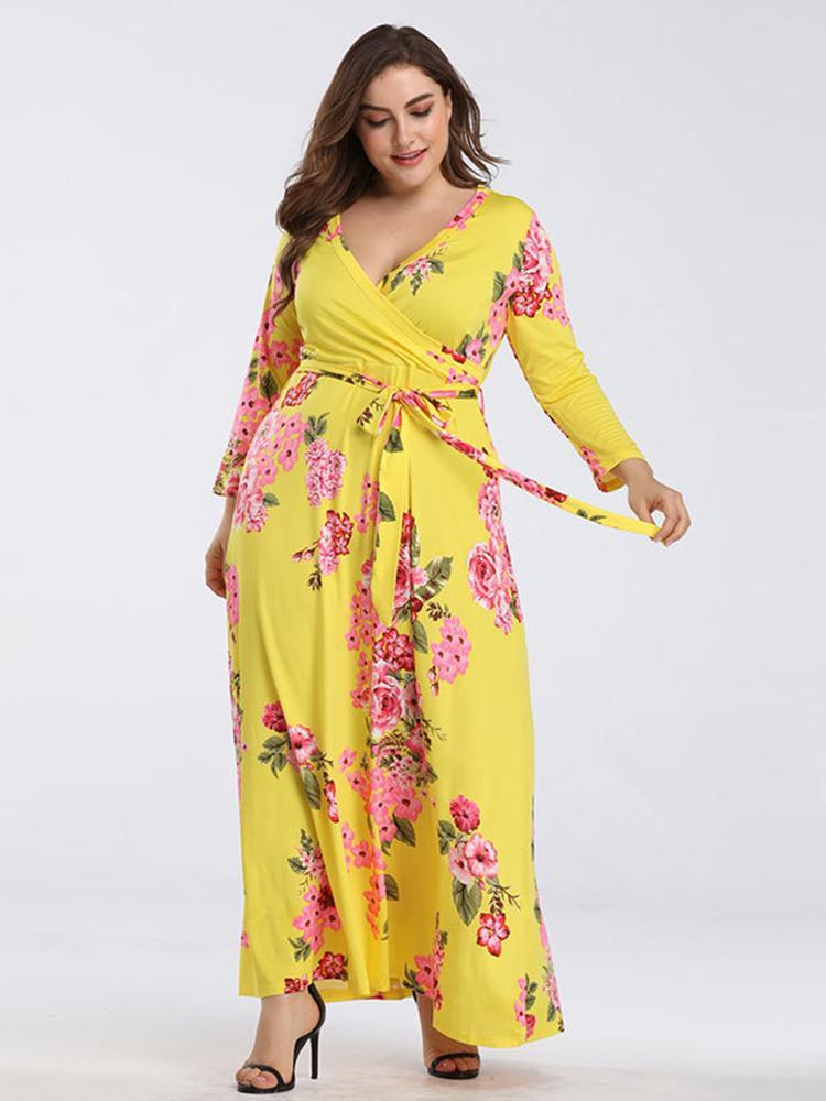 Floral Printed Wrap Maxi Dress