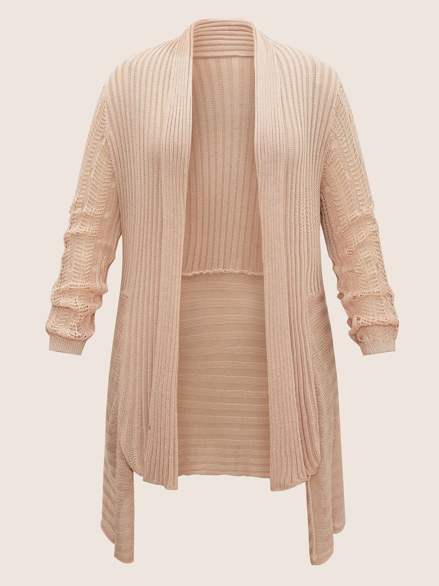 Rayon Asymmetrical Hem Cut Out Cardigan