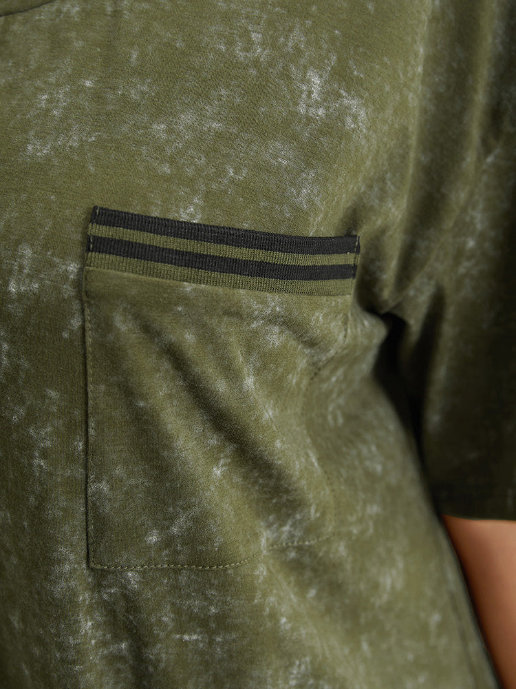 Solid Contrast Trim Pocket Heather Vintage T-shirt