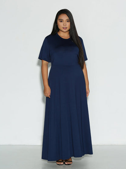 Back Bowknot Short Sleeve Dress