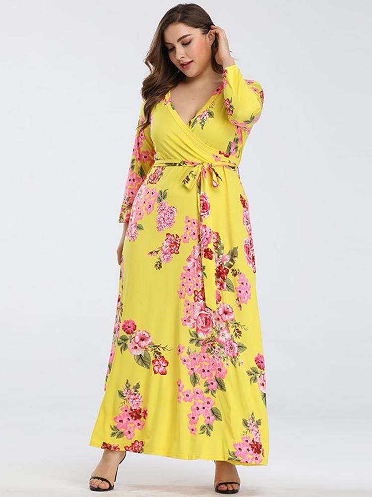Floral Printed Wrap Maxi Dress