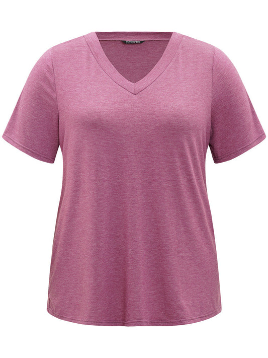 Plain Heather V Neck Sleep Top