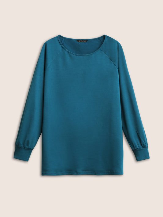 Solid Ties Back Raglan Sleeve Sweatshirt