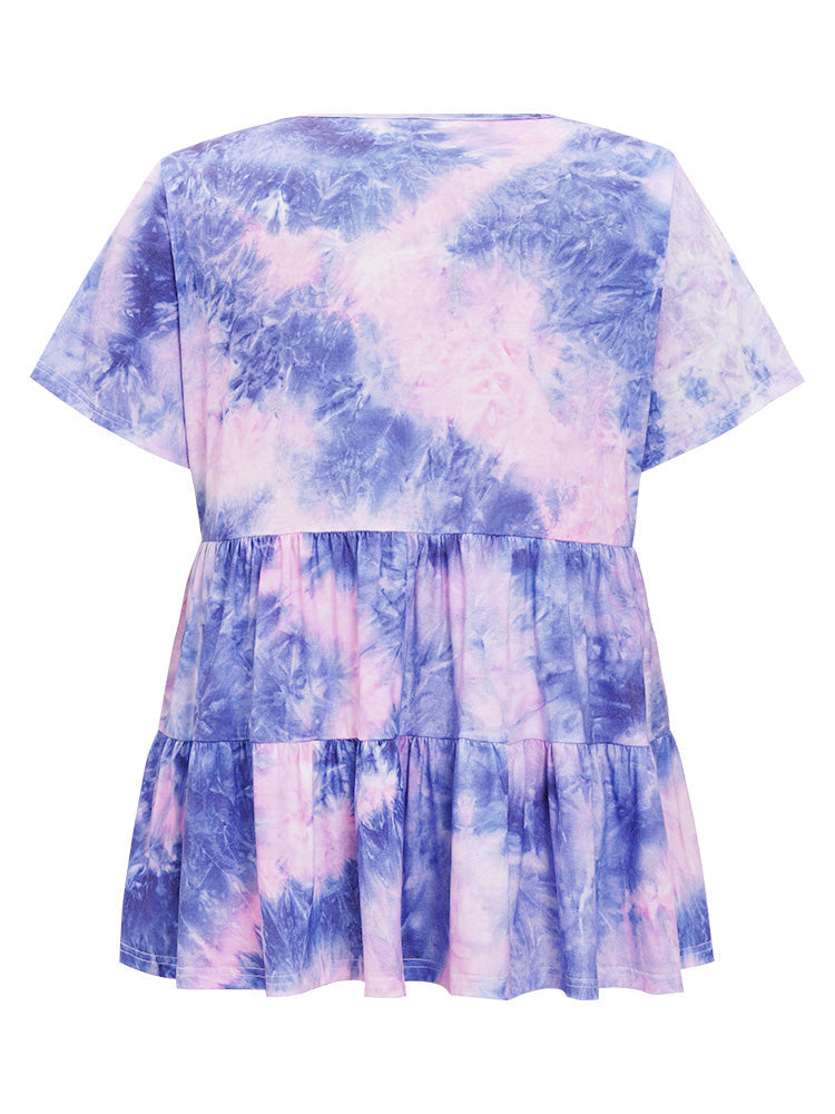 Tie Dye Flutter Tiered T-shirt