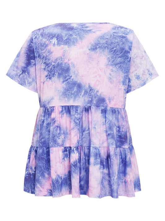 Tie Dye Flutter Tiered T-shirt