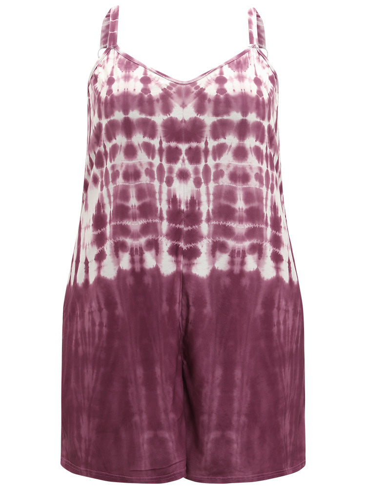 Tie Dye Pocket Adjustable Straps Cami Jumpsuit