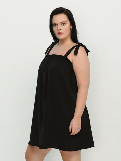Knotted Shoulder Frill Dress