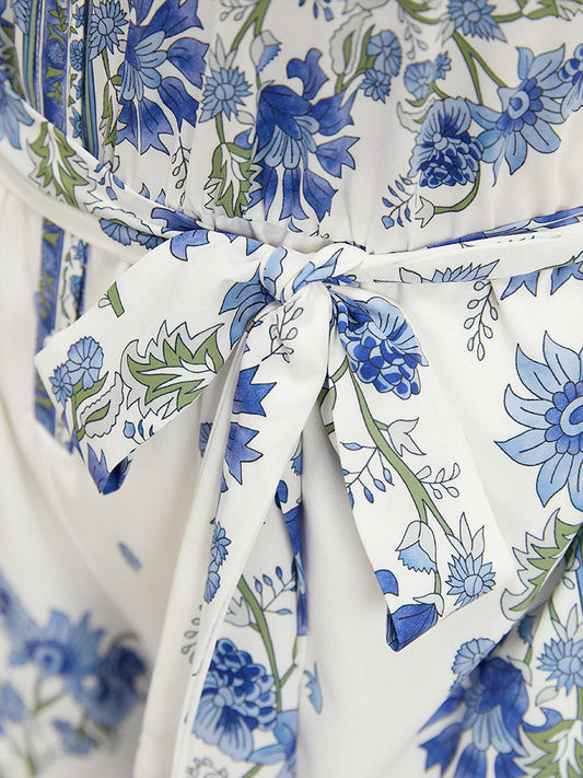 Bandana Puff Sleeve Belted Pocket Button Detail Romper