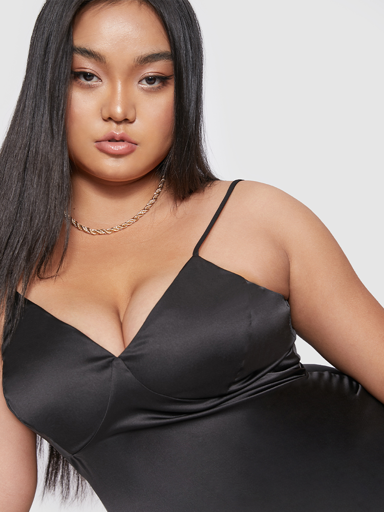 Fuzzy Trim Cami Bodycon Dress