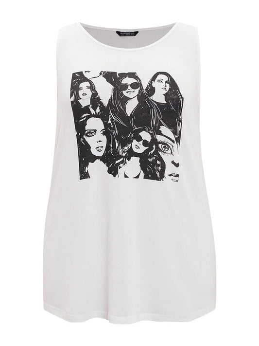 Figure Print Sleeveless Tank Top