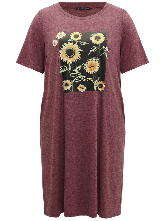 Supersoft Essentials Floral Print Pocket Crew Neck Dress