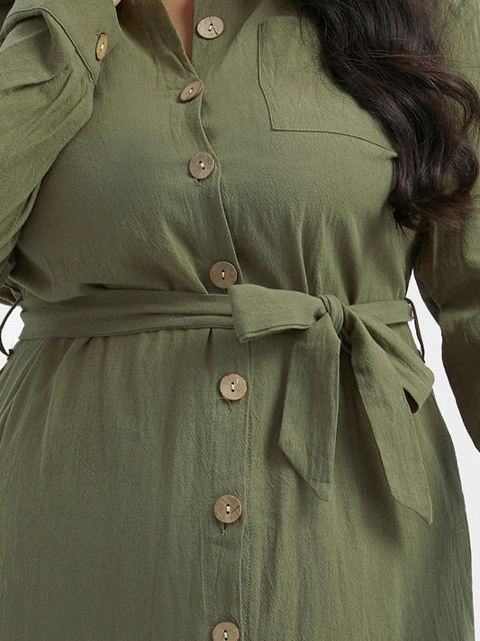 Button Waist Shirt Dress
