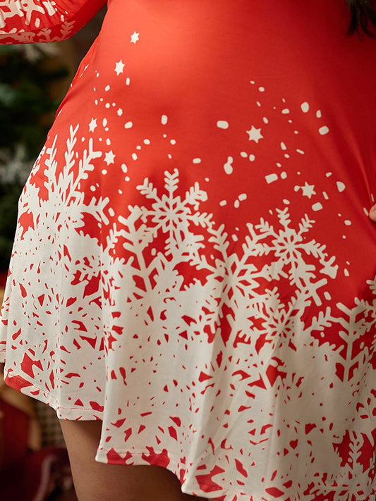 Snow Print Flare Hem Dress