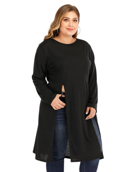 Split Mid Length Solid T-shirt