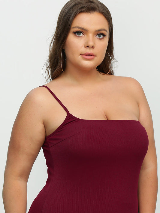 Strap Rounded Slit Bodycon Dress