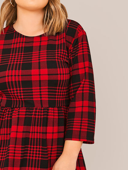 Plaid Flared Dress