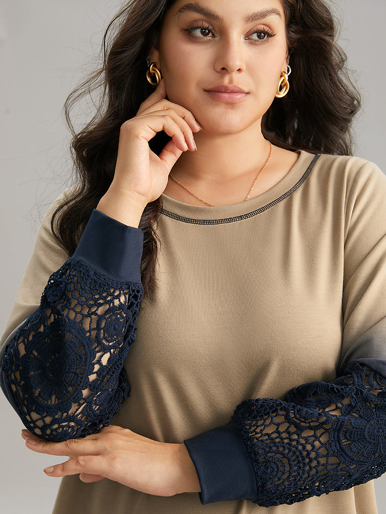 Tie Dye Contrast Lace Panel Sweatshirt