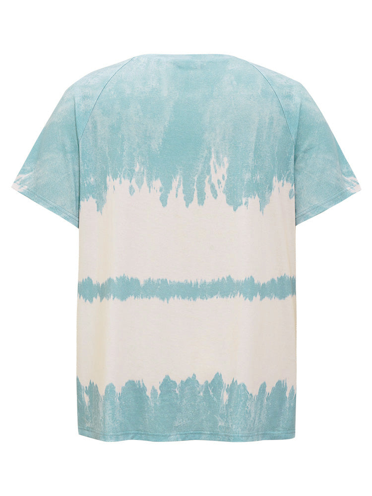 Tie Dye Raglan Sleeve Split Hem T-shirt