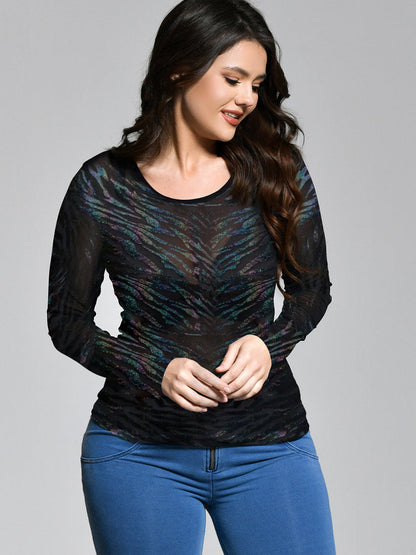 Mesh Sheer Glitter T-shirt