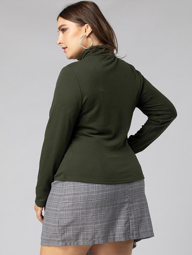 Basic Turtleneck Solid Color T-shirt