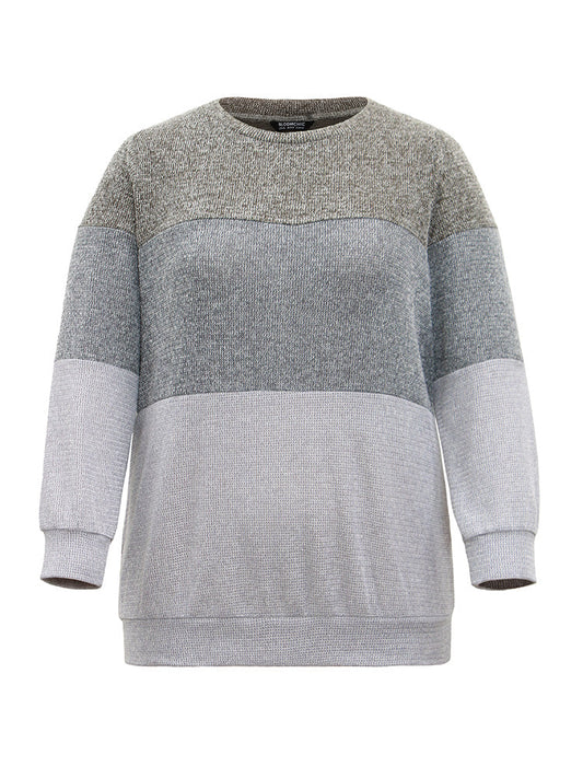 Heather Colorblock Contrast Knit Sweatshirt