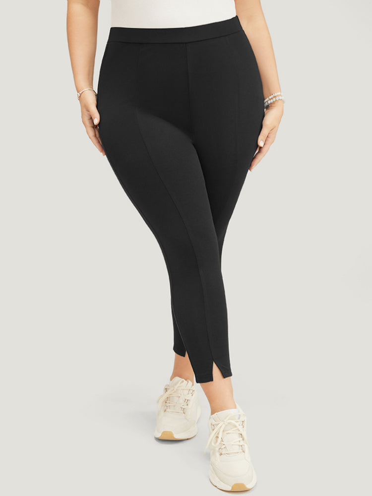 Plain Split Front Skinny Leggings