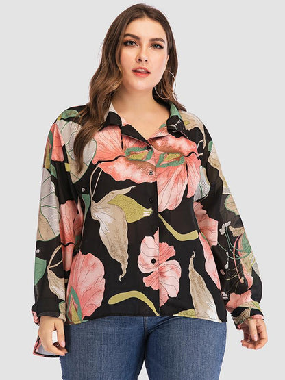 Floral Printed Long Sleeve Lapel Shirt