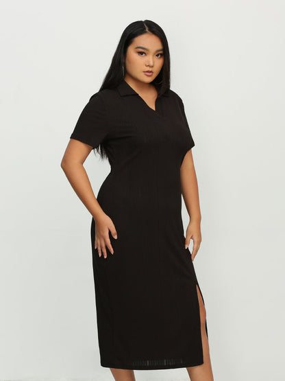 Split Hem Collar Neck Dress