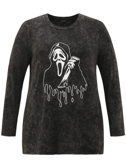 Halloween Supersoft Essentials Skull Print Vintage T-shirt