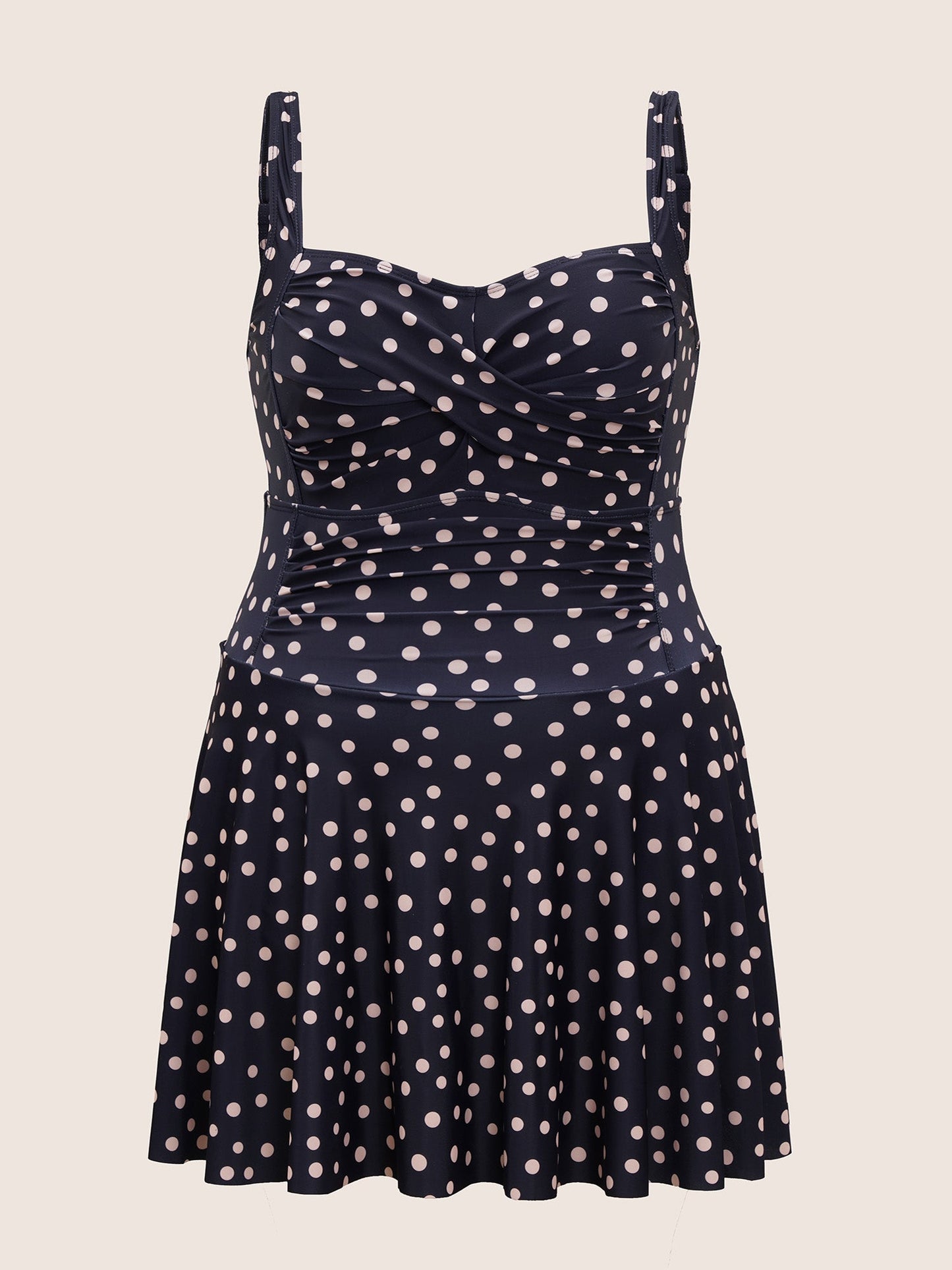 Polka Dot Crossover Adjustable Straps Swim Dress