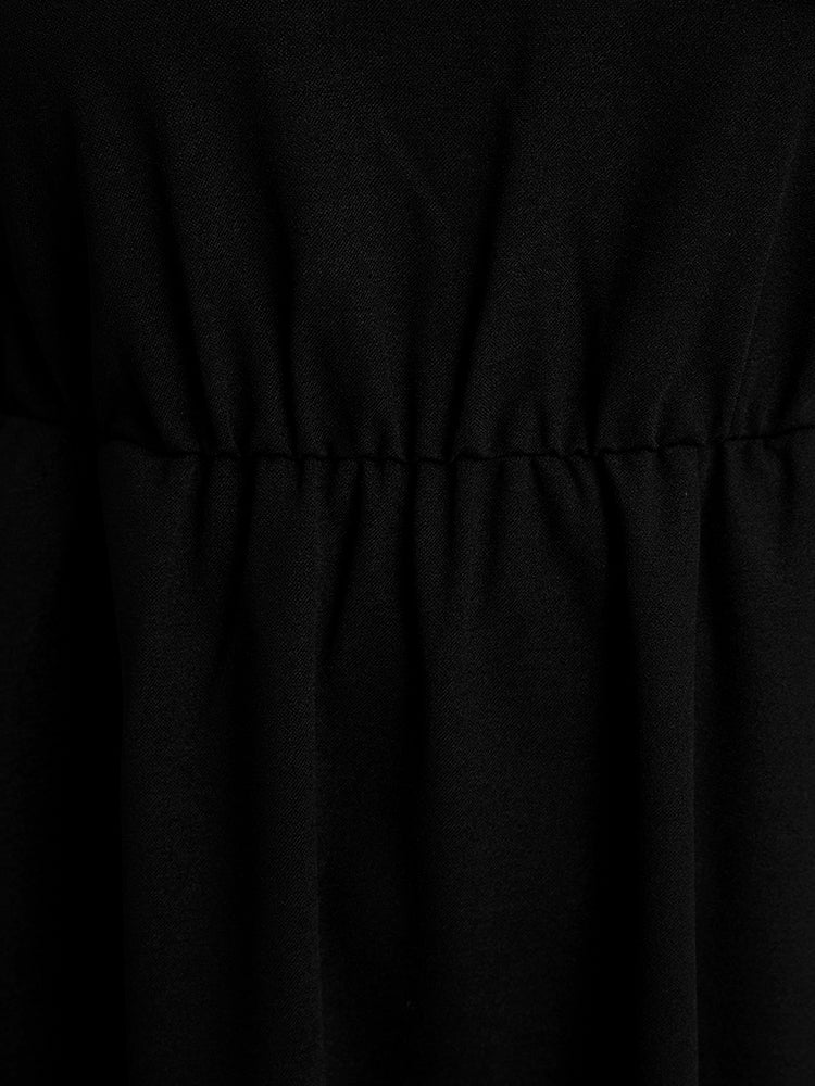 Polka Dot Patchwork Lantern Sleeve Pocket Lace Trim Dress