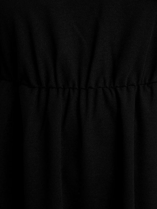 Polka Dot Patchwork Lantern Sleeve Pocket Lace Trim Dress