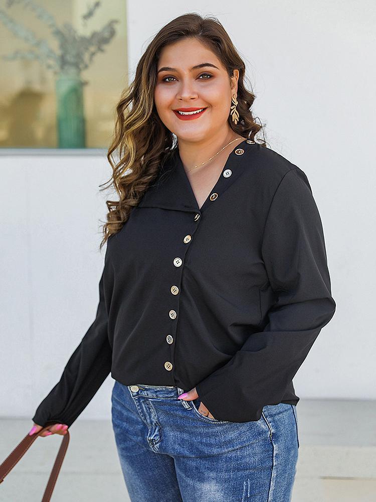 Single-breasted Lapel Chiffon Shirt