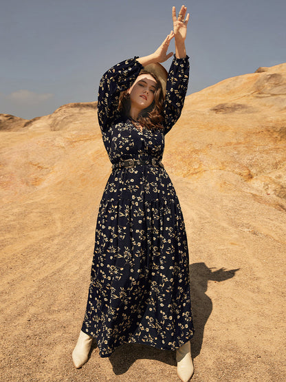 Ditsy Floral Surplice Neck Dress Without Belt