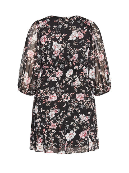 Floral Printed Lantern Sleeve Dress