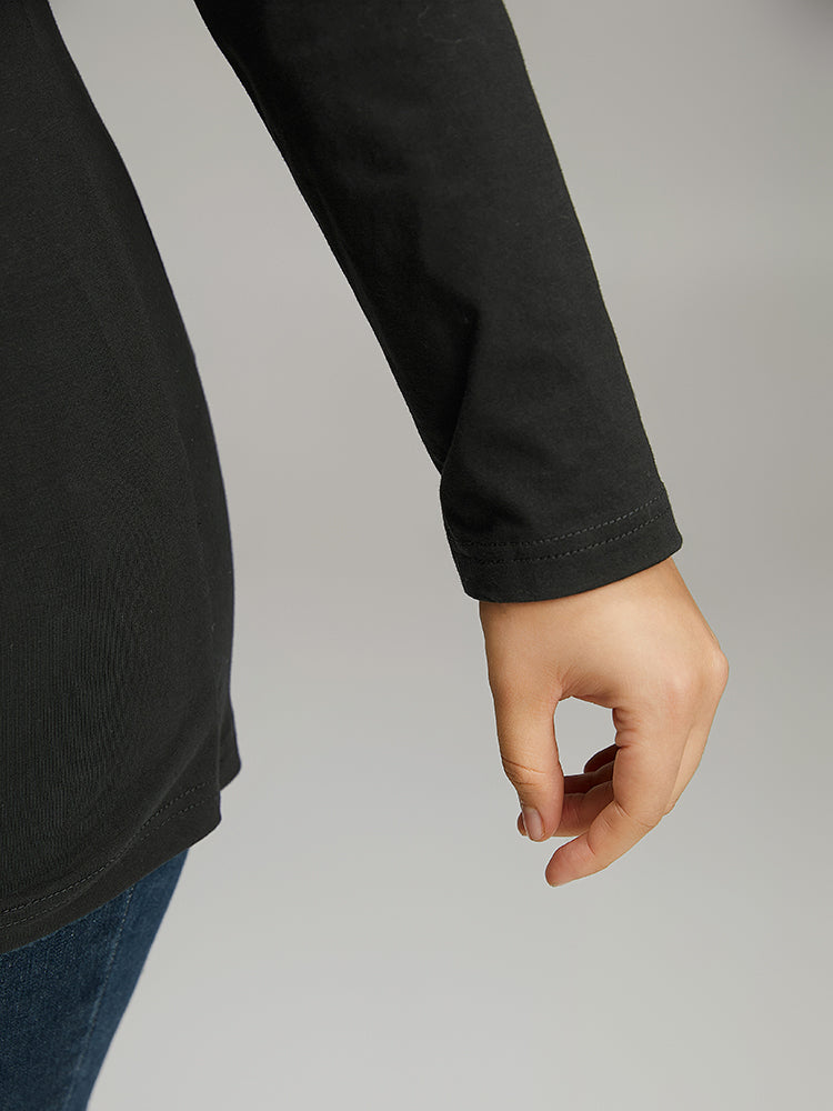 Cotton Solid Scoop Neck T-shirt