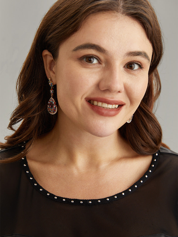 Drop Shape Rhinestone Drop Earrings